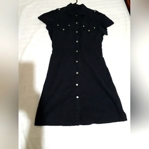 Black Snap Button Dress. Size Small